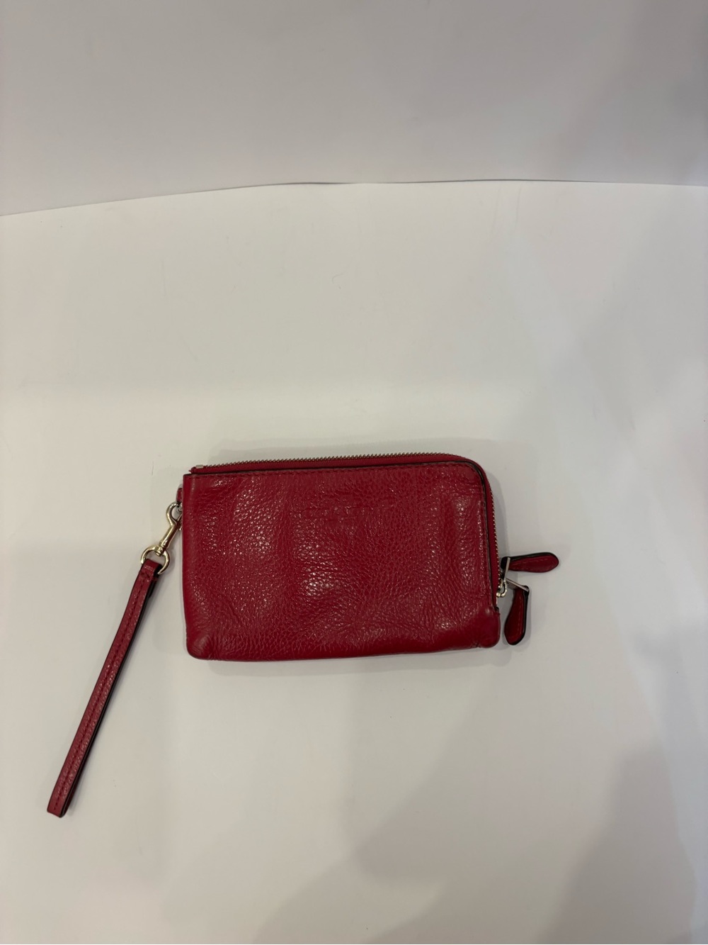 Fuschia red Coach double zipper wallet